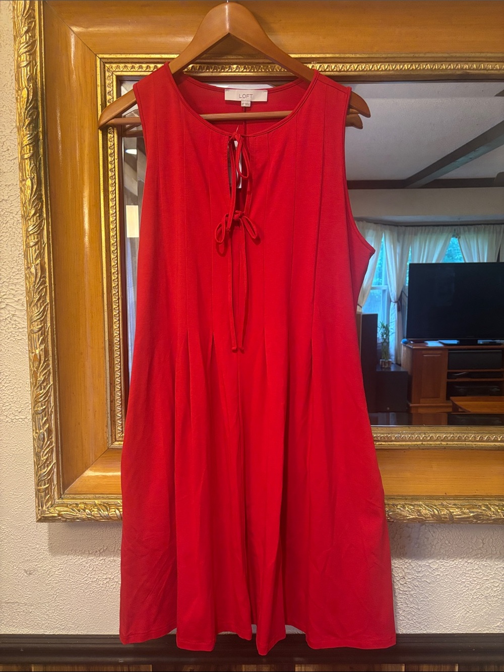 NWT Loft Red Tie Front Swing Dress - Size L